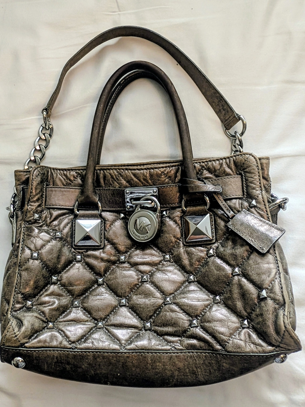 Michael Kors Selma Medium Diamond Grommet Leather Satchel